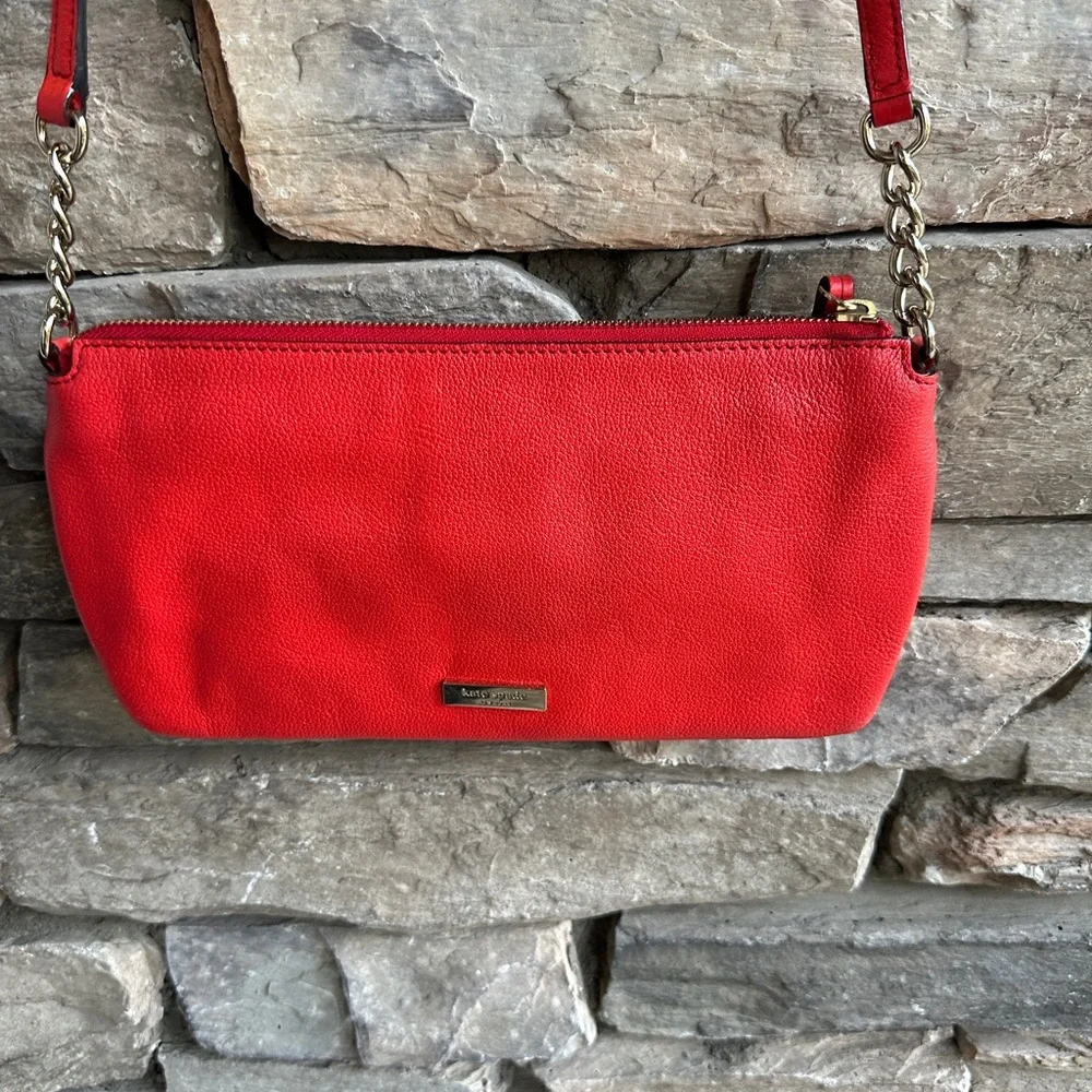 Kate Spade Robinson Street Zanni Red Bow Crossbody Bag Leather Rectangle BW Dots